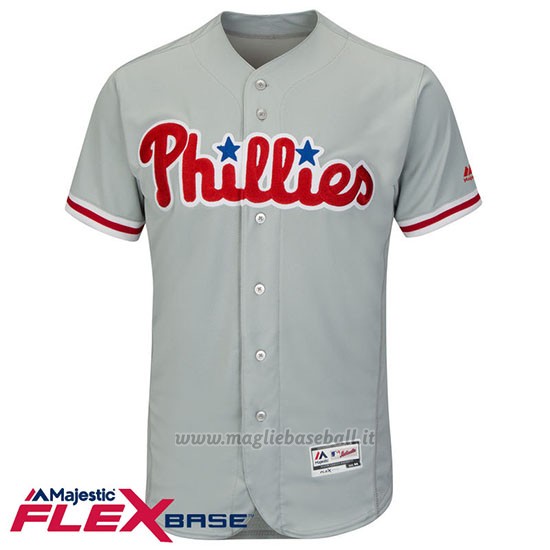 Maglia Baseball Uomo Philadelphia Phillies Blank Grigio Flex Base Autentico Collezione